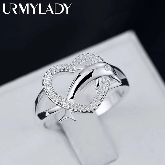 Collar Delfines Corazón Plata 925 Pareja