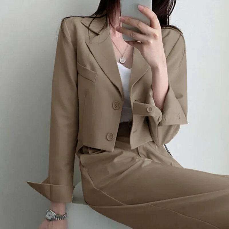Traje Blazer y Pantalón Recto 2 Piezas Mujer