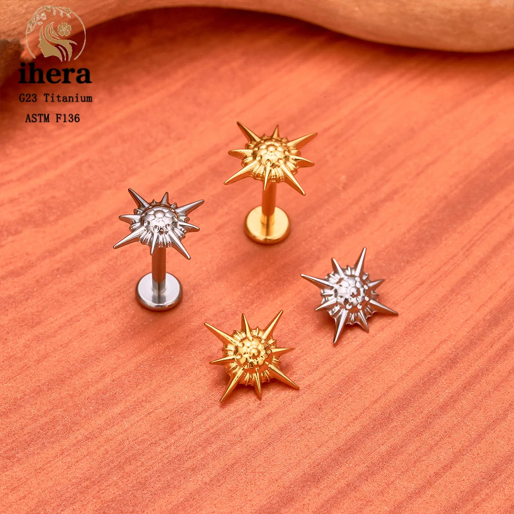 Piercing de Titanio ASTM F136 Caballito de Mar y Corazón - 16G Labret para Cartílago