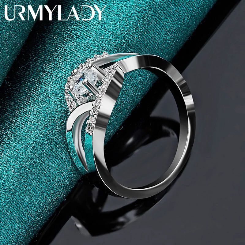 Anillo Corazón Ángel Zirconia Plata 925 Mujer