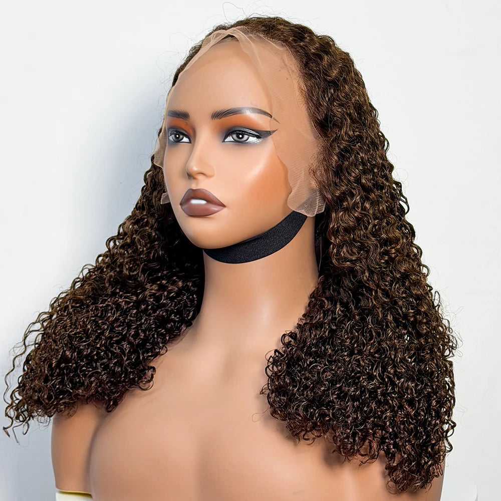 Peluca Frontal de Encaje 13x4 Jerry Curl Ombré – 300% Densidad Cabello Humano 22 Pulgadas