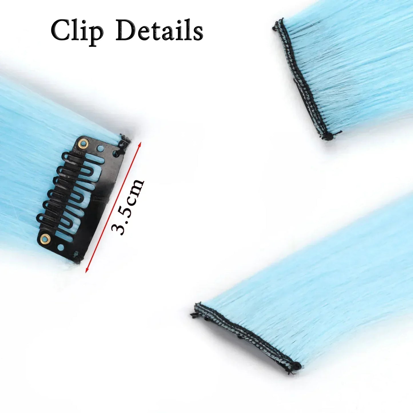 Extensión de Cabello Sintética 20" con Clip que Brilla en la Oscuridad – Mechones Luminosos de Colores
