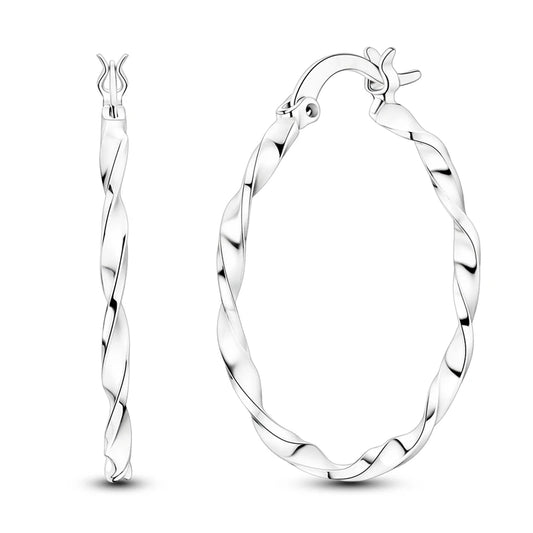 Aretes Aro Tira Möbius Brillante Plata 925 para Mujer