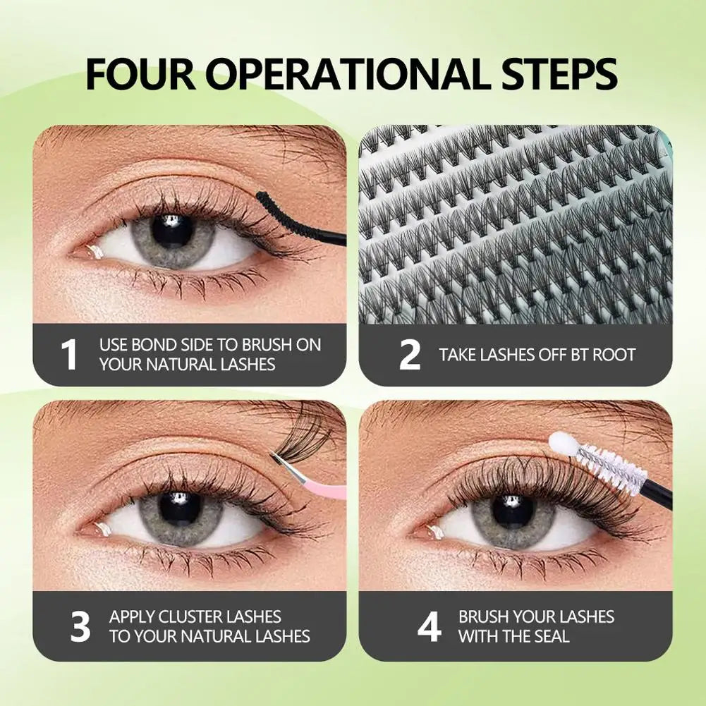 Kit DIY Extensiones Pestañas 50D-100D Clusters 8-16mm Individuales - Con Adhesivo y Sellador Maquillaje Ojos