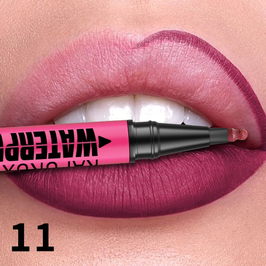 Delineador Labial Líquido Mate 12 Colores Waterproof Rellenador Labios - Lápiz Contorno Natural Maquillaje Mujer