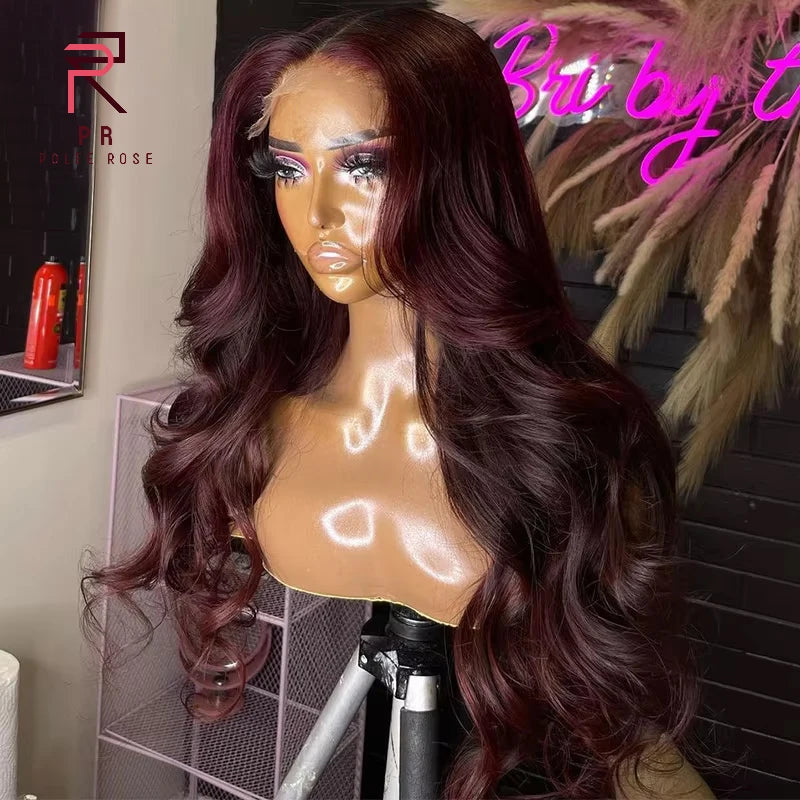 Peluca Burgundy HD Lace Front 13x4 | Cabello Humano Ondulado