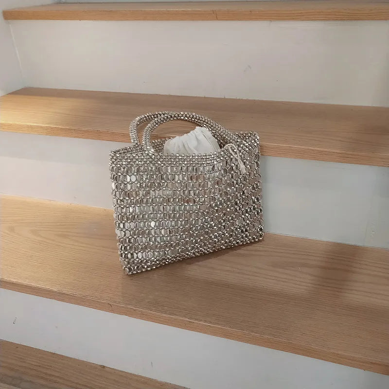 Bolso de Fiesta Tejido con Cuentas para Mujer