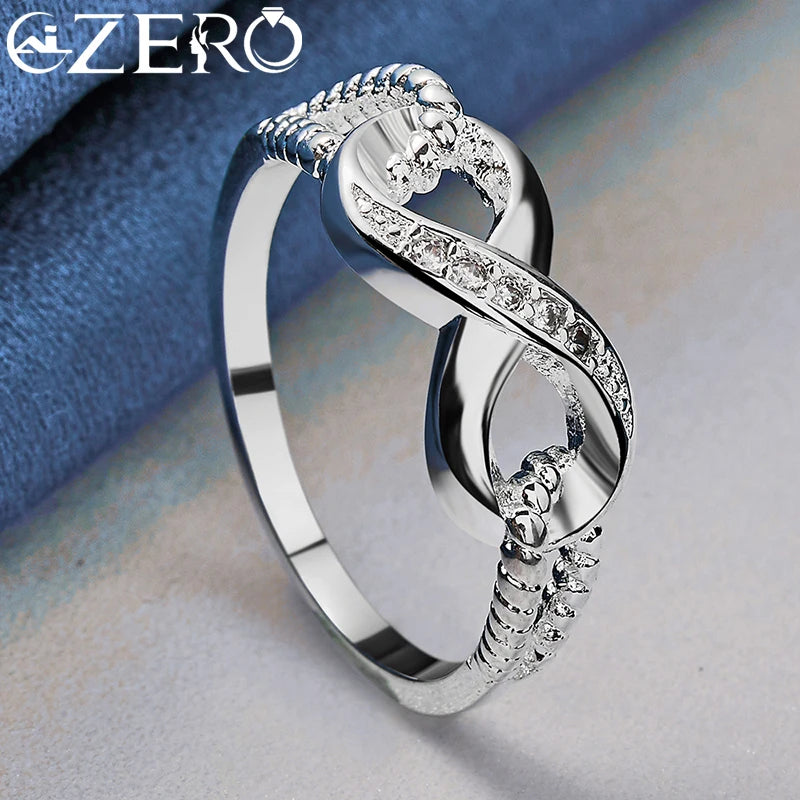 Anillo Forma 8 Zirconia Plata 925 Pareja
