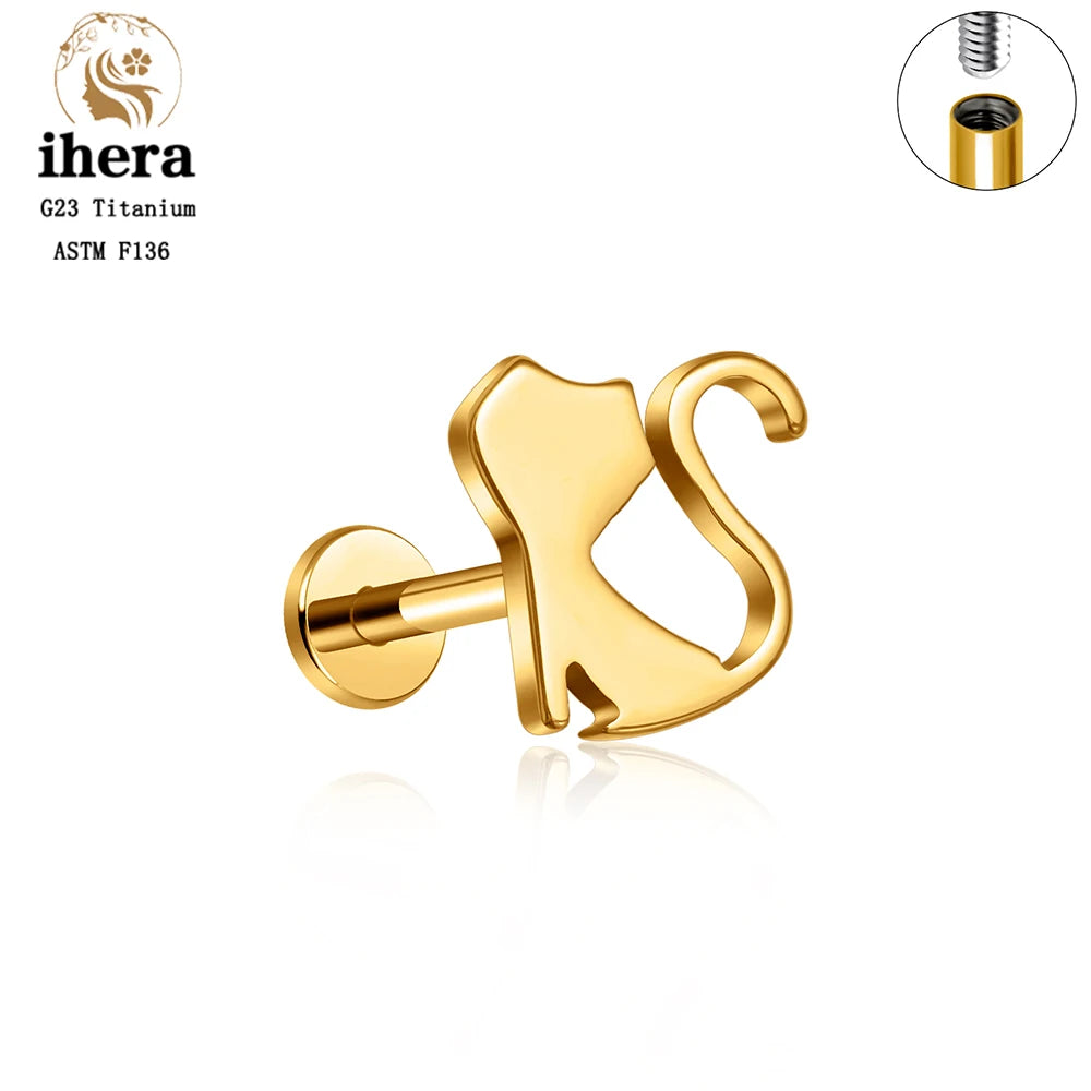 Piercing de Titanio ASTM F136 Caballito de Mar y Corazón - 16G Labret para Cartílago