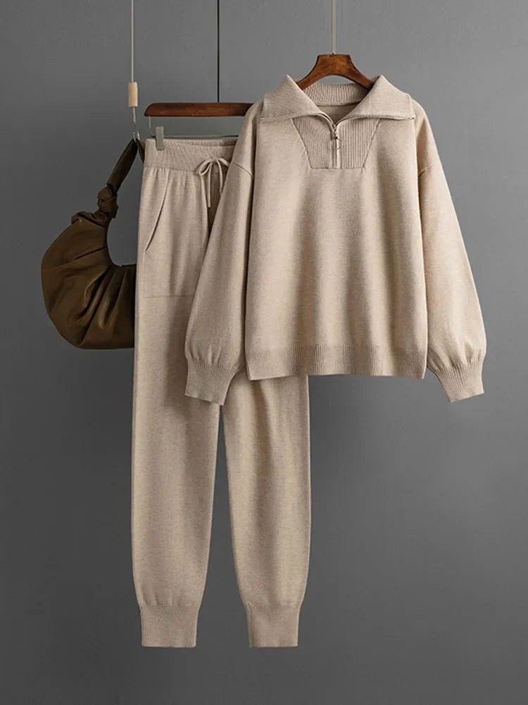 Conjunto Tejido Suéter y Pantalón Jogger Mujer