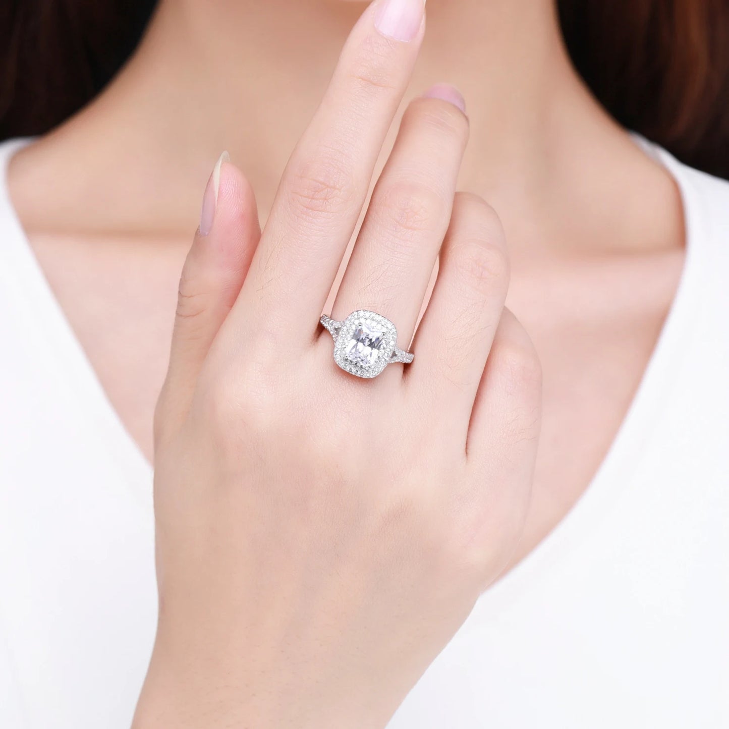 Anillo Compromiso Boda Sólido Plata 925 Joyería Fina para Mujer