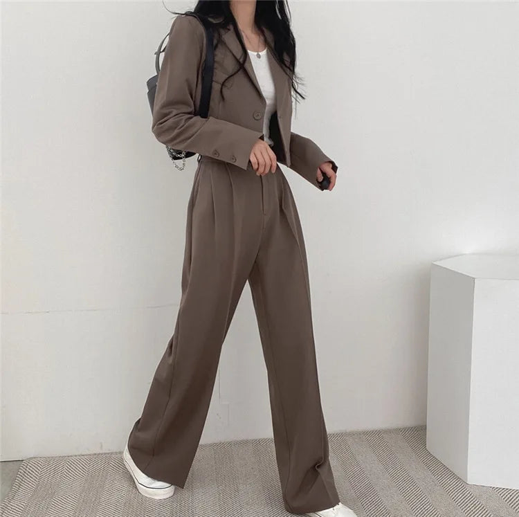 Traje Blazer y Pantalón Recto 2 Piezas Mujer