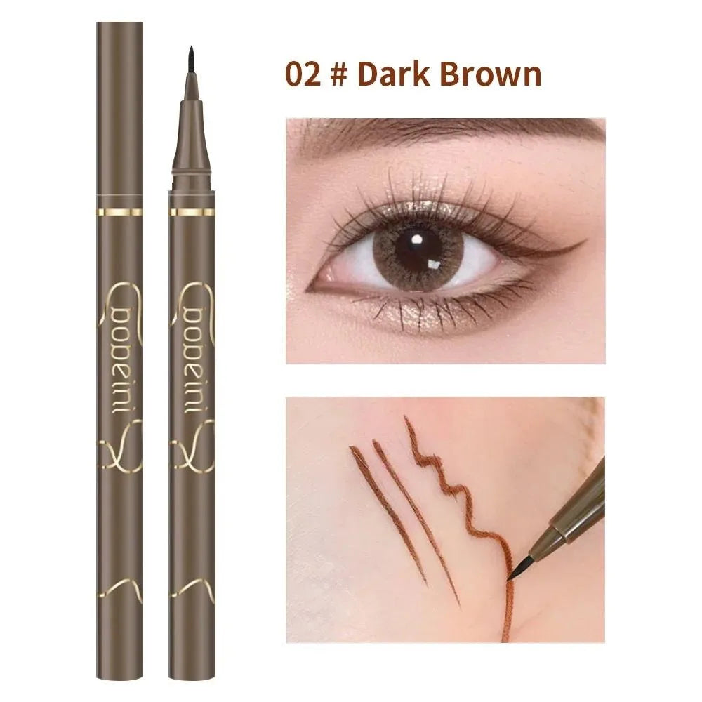 Delineador Líquido Waterproof Secado Rápido Ultra-Fino Mate Negro Café - Larga Duración Maquillaje Ojos Mujer