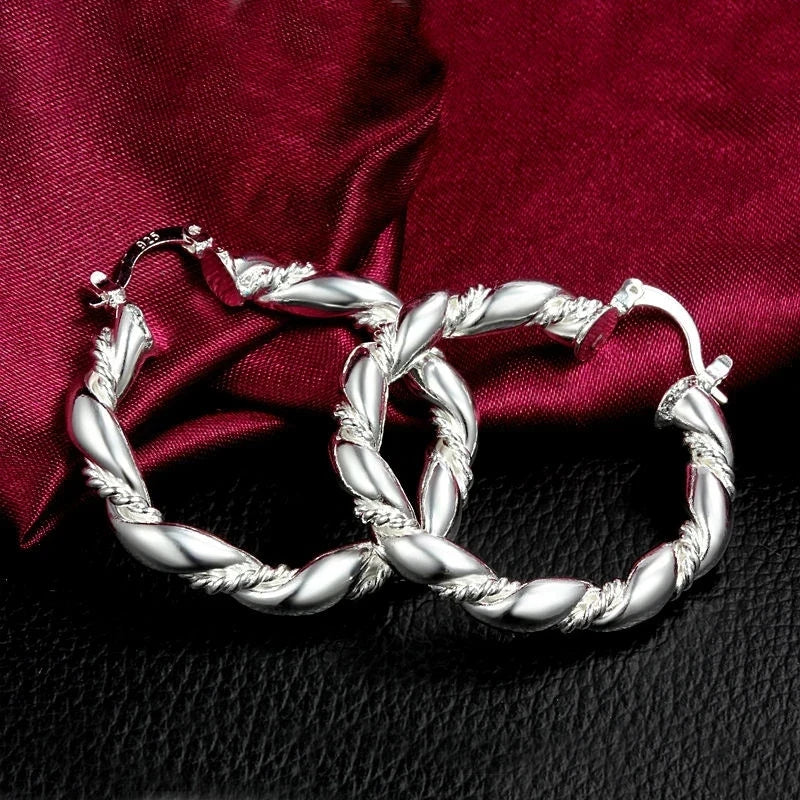 Aretes Argolla Plata 925 Moda Fiesta