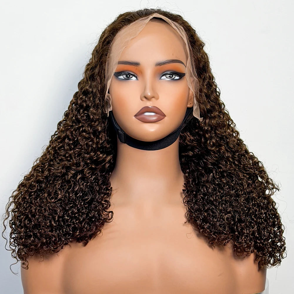 Peluca Frontal de Encaje 13x4 Jerry Curl Ombré – 300% Densidad Cabello Humano 22 Pulgadas