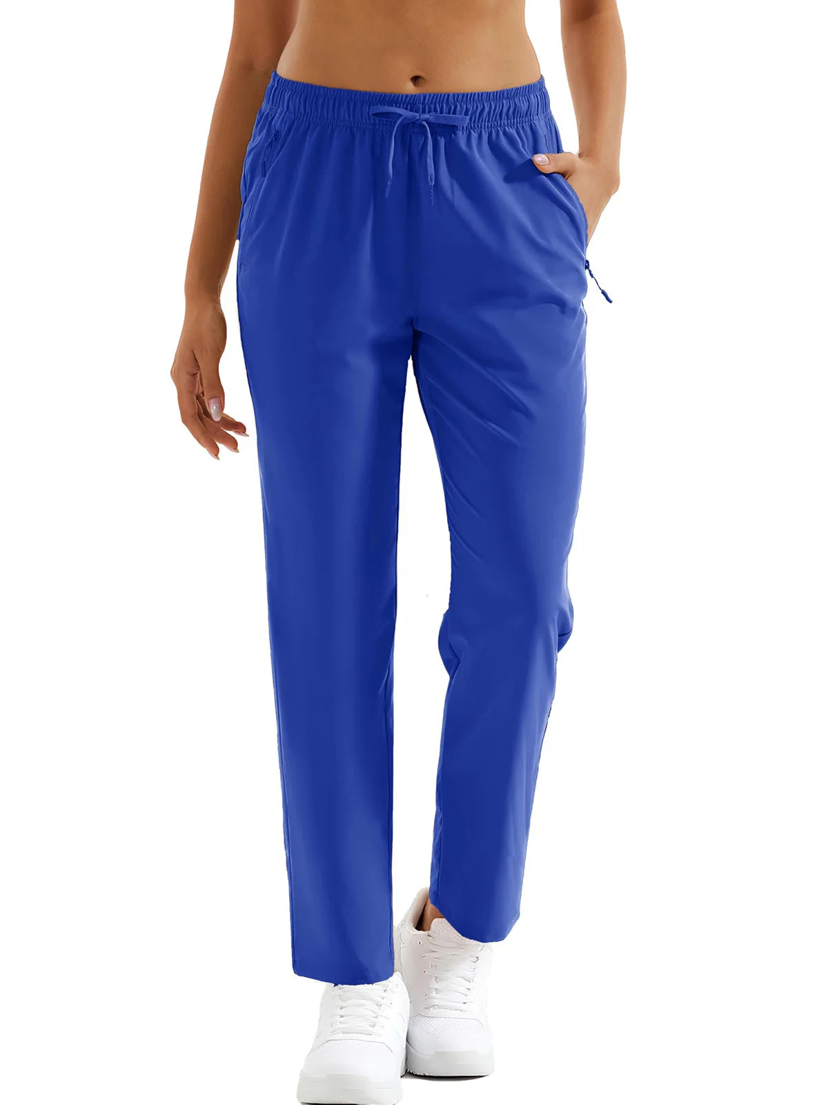 TACVASEN Pantalones de Senderismo para Mujer Secado Rápido Ligeros Resistentes al Agua Pantalones de Viaje con Bolsillos con Cierre Cintura Elástica Pantalones Golf
