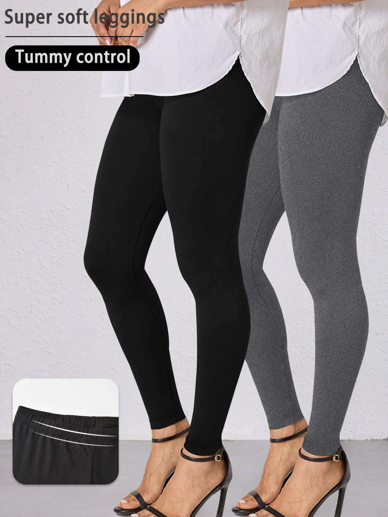 Pack de 2 Leggings Tiro Bajo Super Suaves para Mujer - Alta Elasticidad Mallas para Yoga Running Ejercicio Uso Casual