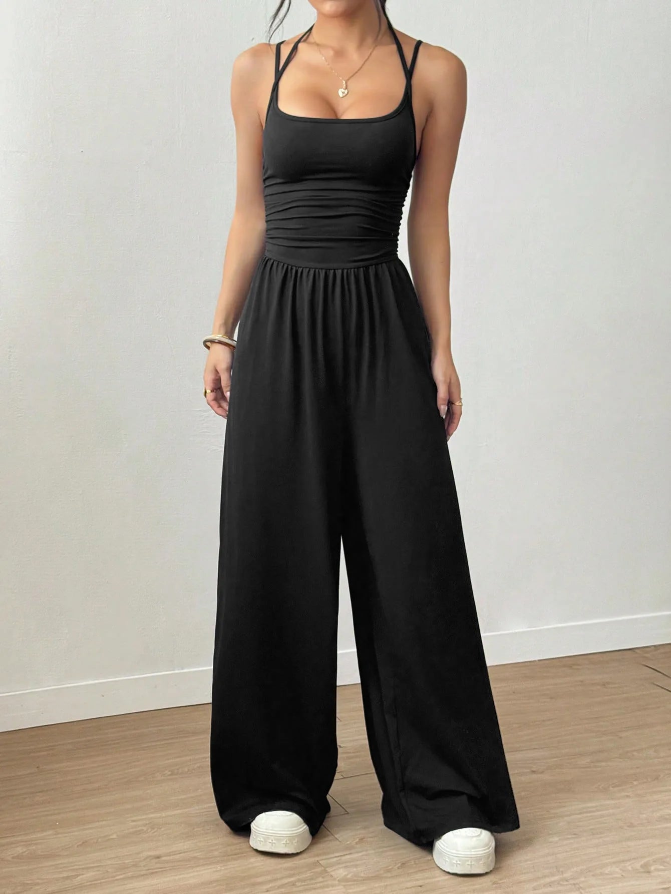 Jumpsuit Casual de Pierna Ancha con Tirantes | Moda Verano