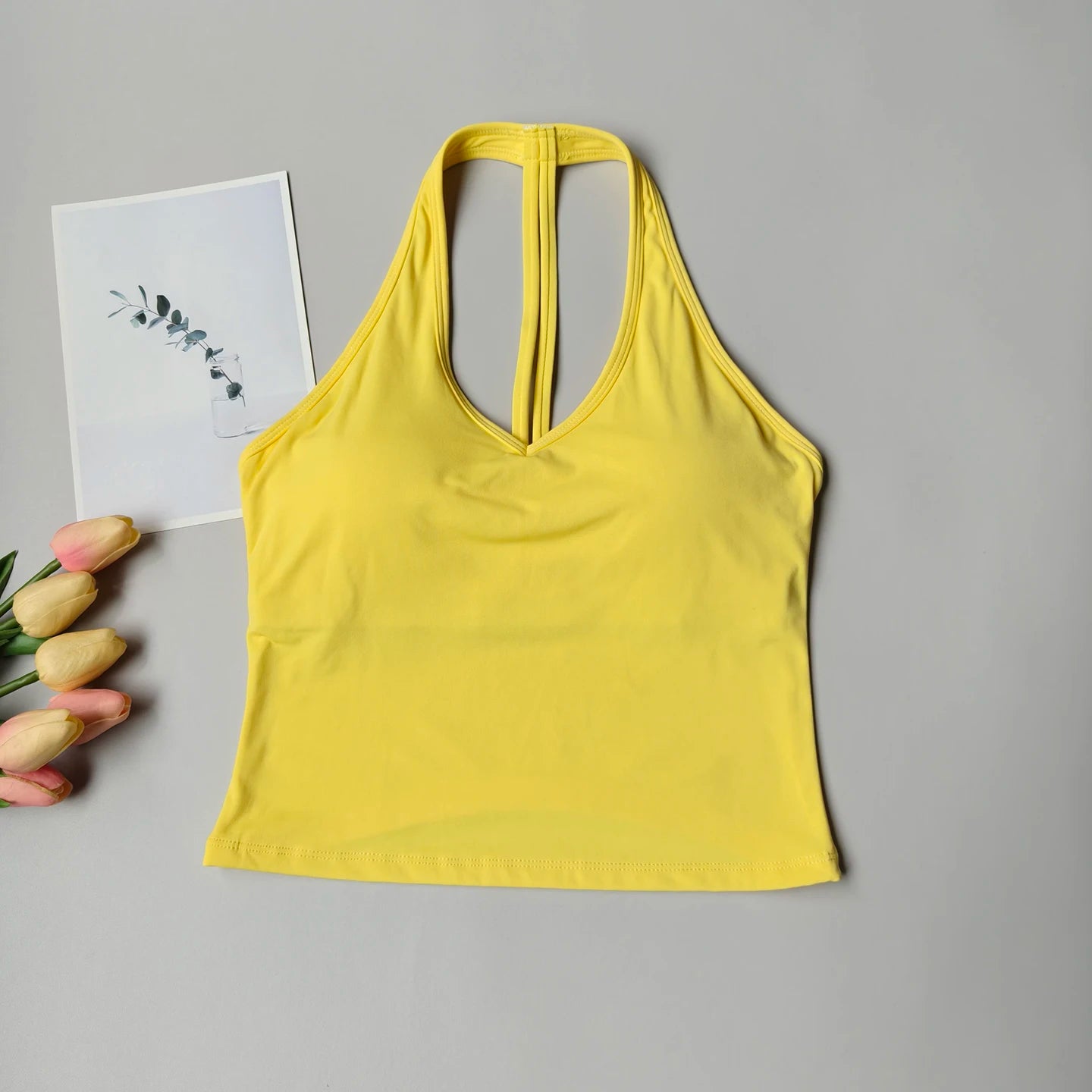 Top Deportivo Halter con Bra Integrado - Mujer Yoga y Fitness