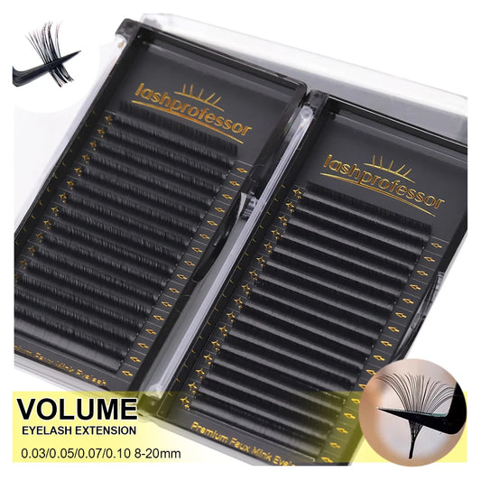 Extensiones Pestañas Volumen Premium 0.03-0.1 Seda Visón - Abanico Cashmere Mate Profesional Maquillaje