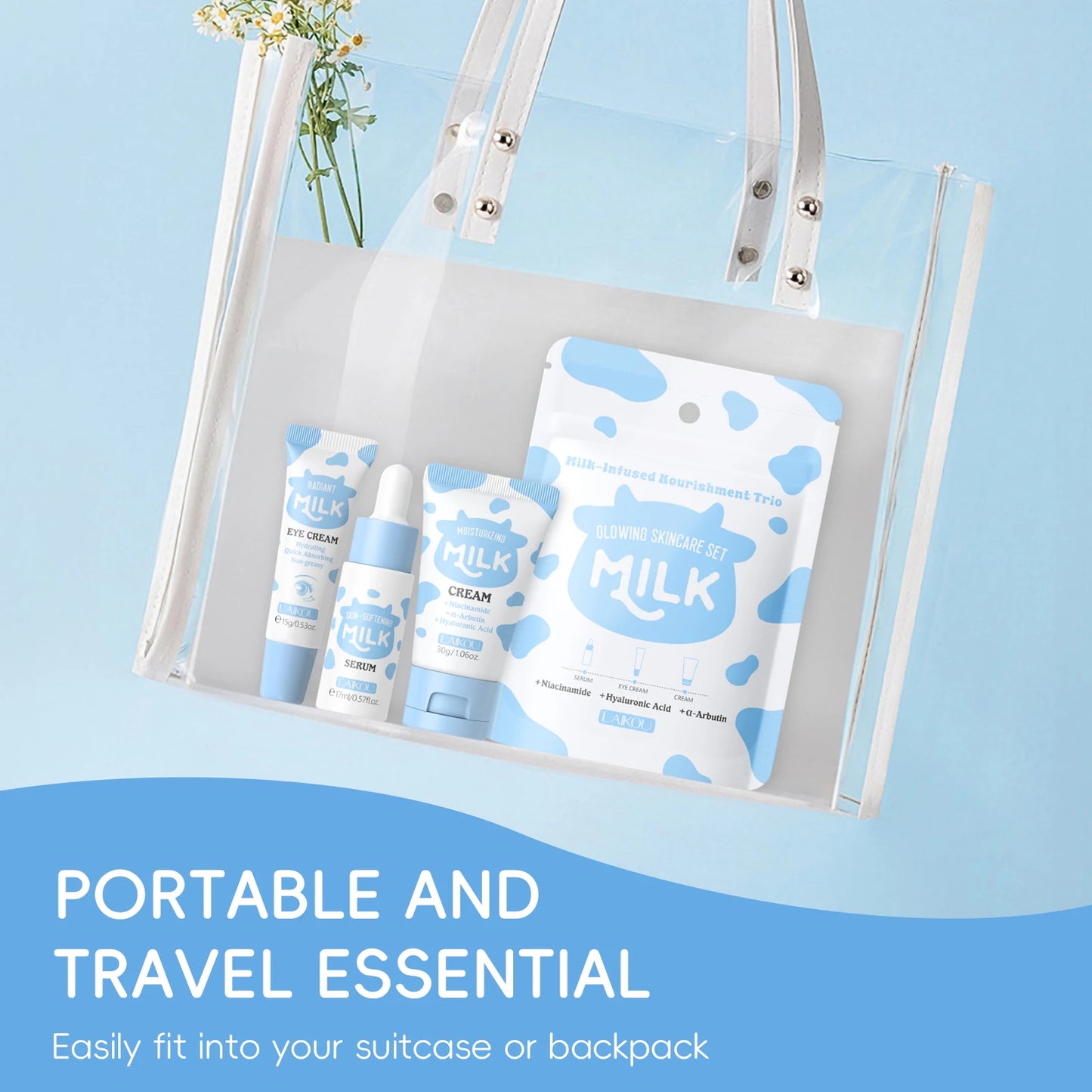 Set Trío LAIKOU Milk Glow - Sérum, Contorno de Ojos e Hidratante