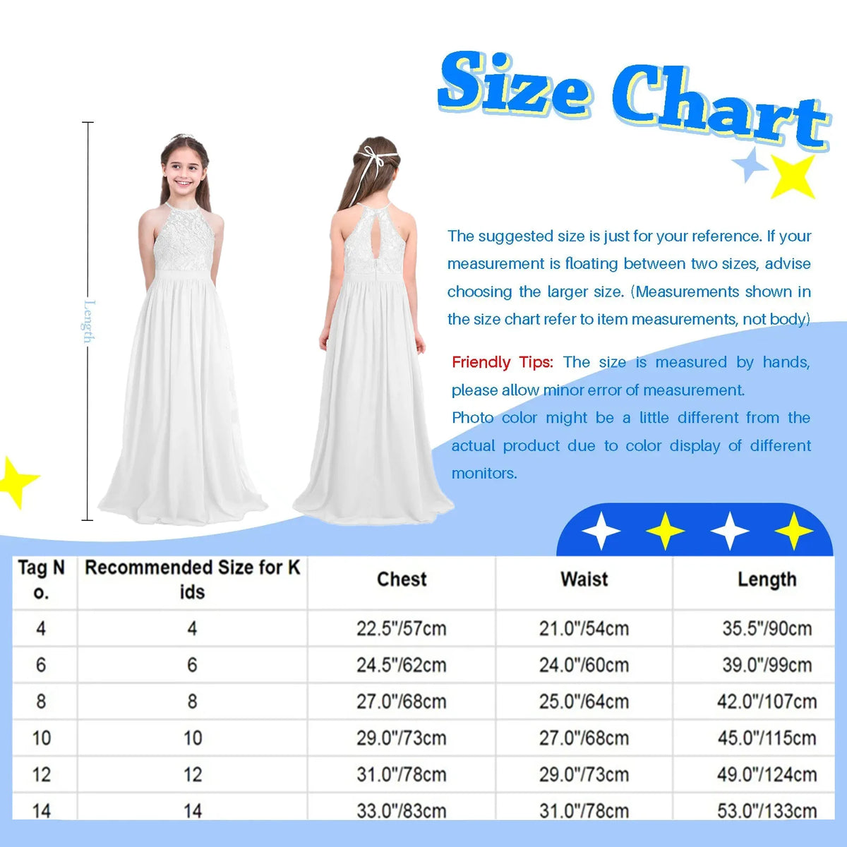 Vestido Largo de Fiesta para Niña con Encaje – Varios Colores