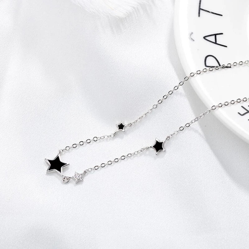 Collar Cadena Clavícula Estrella Pentágrama Zircón Plata 925 para Mujer