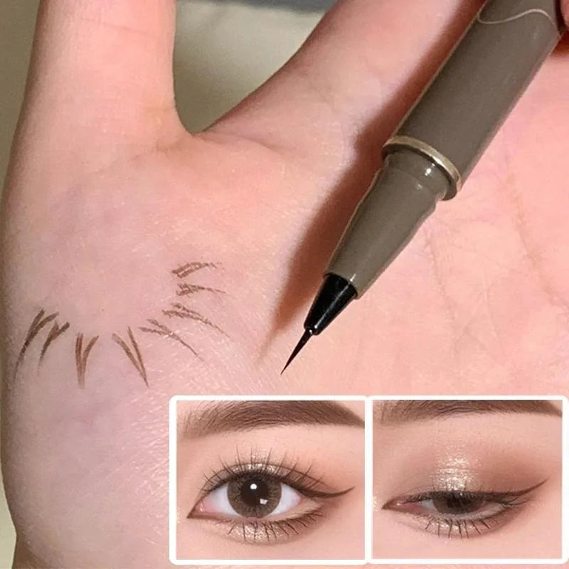 Delineador Líquido Waterproof Secado Rápido Ultra-Fino Mate Negro Café - Larga Duración Maquillaje Ojos Mujer