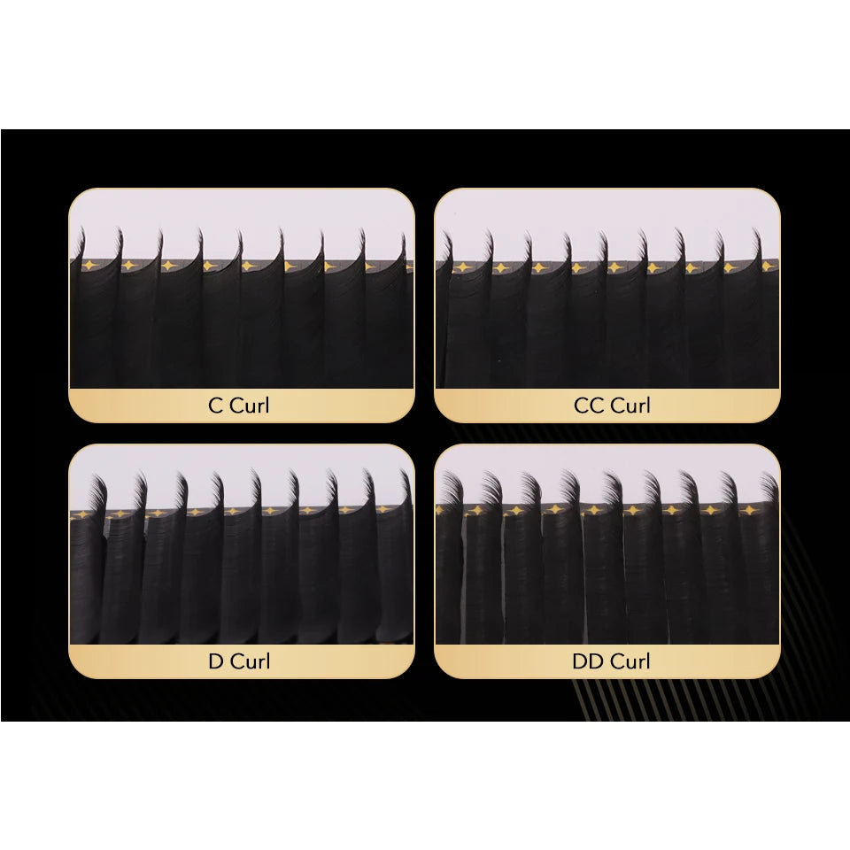 Extensiones Pestañas Volumen Premium 0.03-0.1 Seda Visón - Abanico Cashmere Mate Profesional Maquillaje