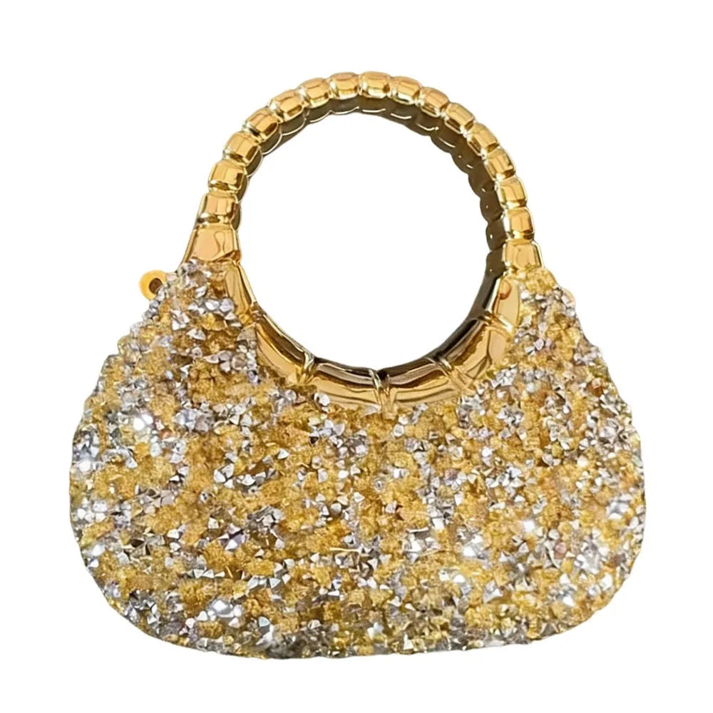 Minibolso Brillante de Fiesta en Forma de Media Luna