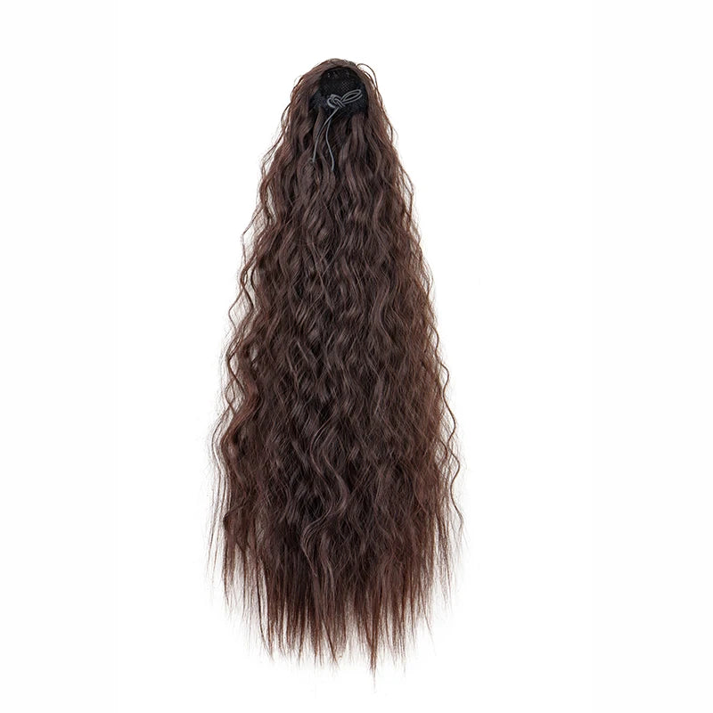 Cola de Caballo Kinky Curly Sintética 22 Pulgadas – Extensión con Clip y Cordón | Negro para Mujer