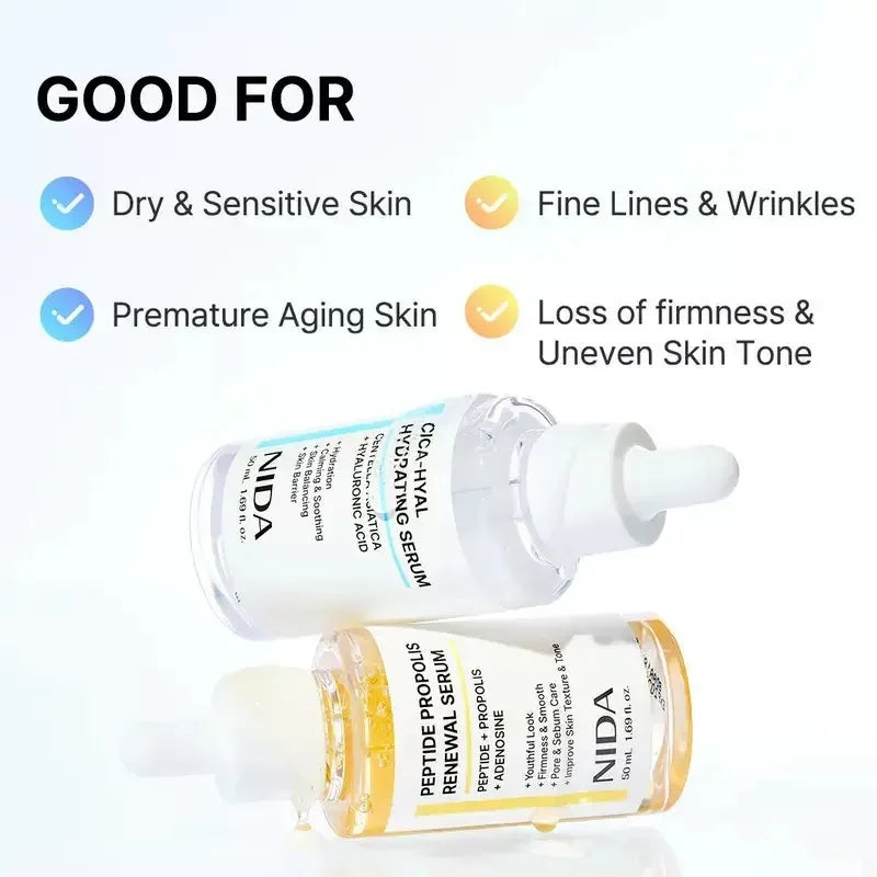 Kit Cuidado Facial NIDA Corea – Crema Hidratante, Retinol, Contorno de Ojos y Esencia TXA