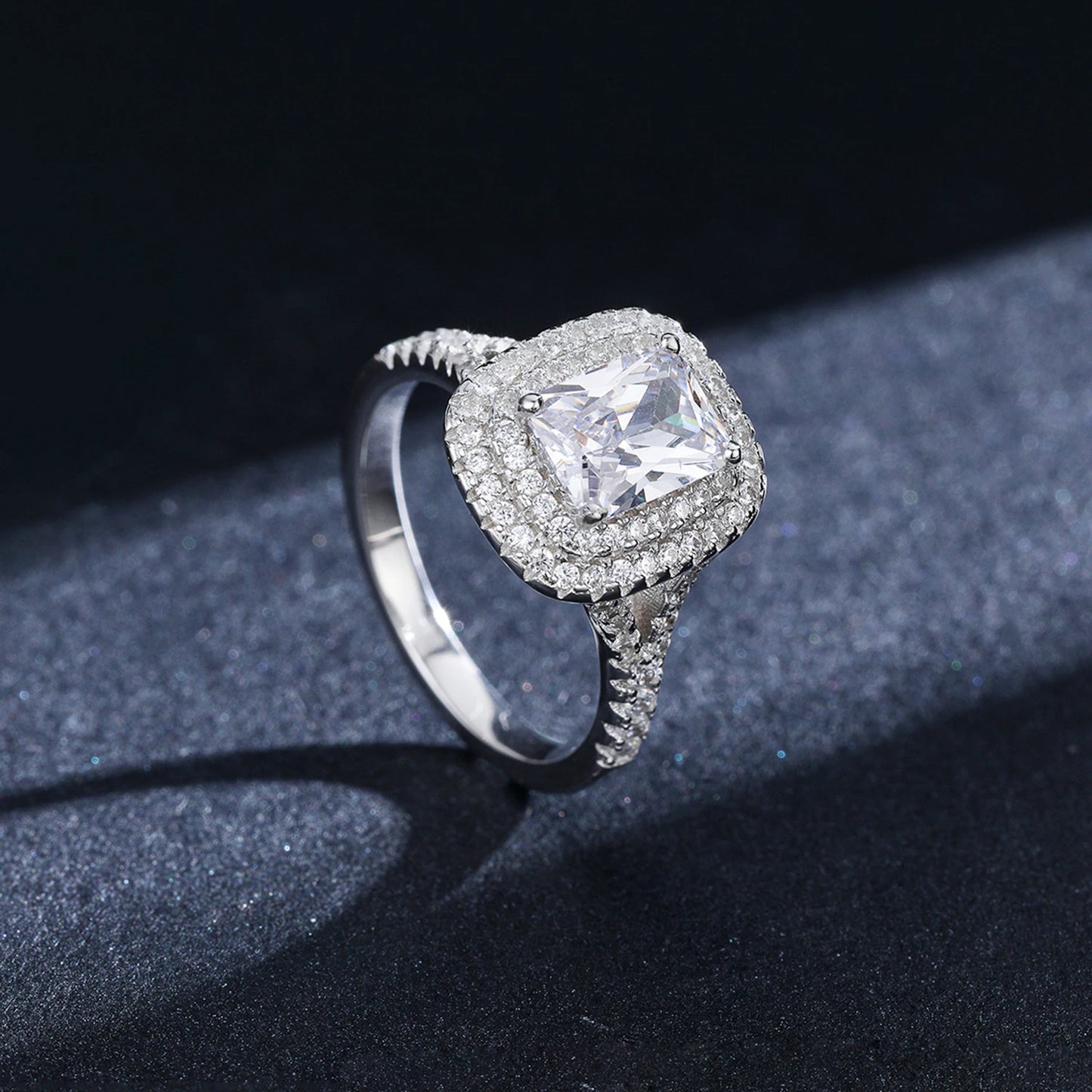 Anillo Compromiso Boda Sólido Plata 925 Joyería Fina para Mujer