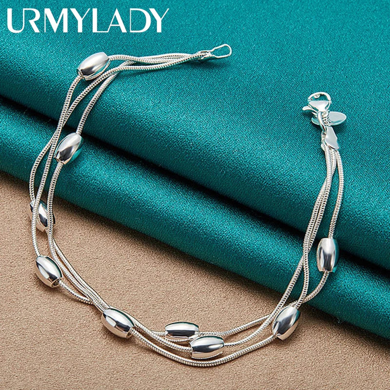Pulsera Cadena Plata 925 Sterling Silver Diseño Moda Mujer - Joyería Hermosa Boda Fiesta Regalo Elegante