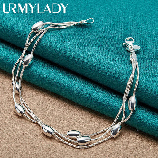 Pulsera Cadena Plata 925 Sterling Silver Diseño Moda Mujer - Joyería Hermosa Boda Fiesta Regalo Elegante