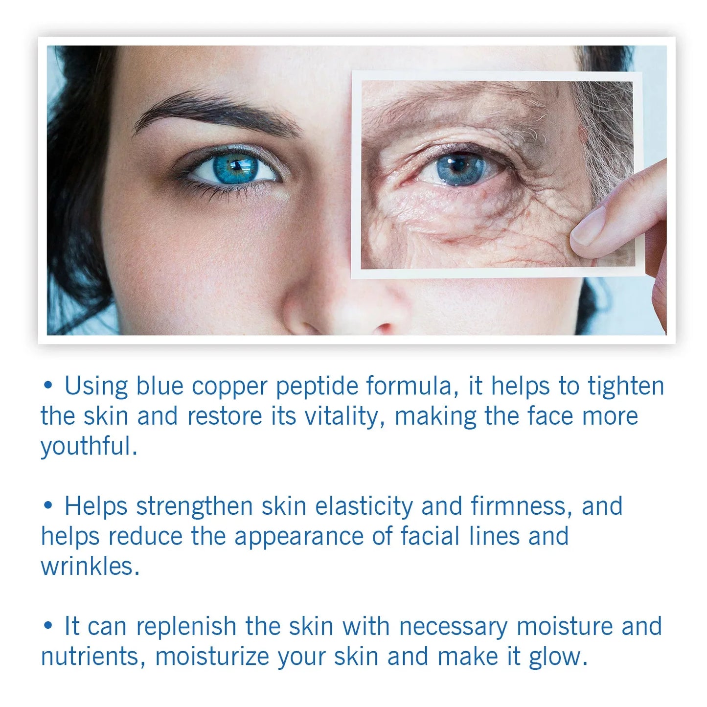 Hoygi Blue Copper Peptide Serum Anti Wrinkles Aging Rejuvenating Facial Lifting Moisturizing Brighten Skin Tone Skin Cosmetics