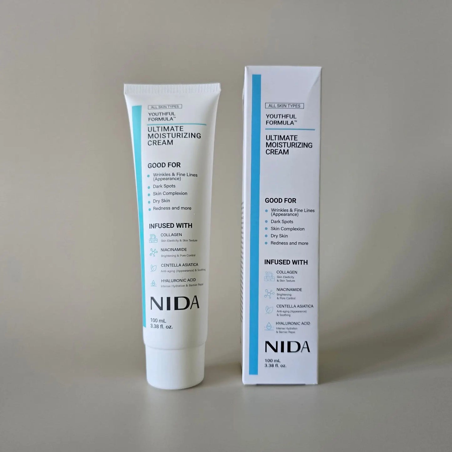 Kit Cuidado Facial NIDA Corea – Crema Hidratante, Retinol, Contorno de Ojos y Esencia TXA