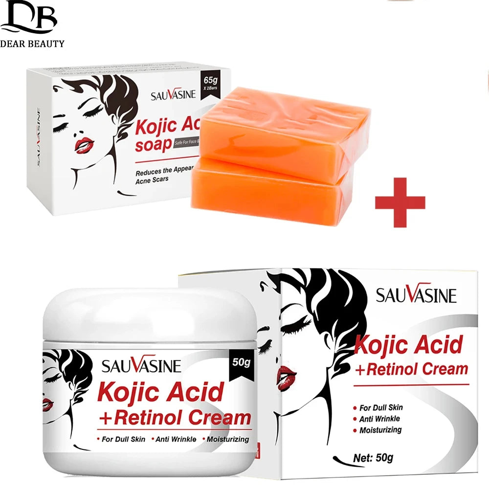 Set Ácido Kójico Ms.Dear – Crema Antiedad 50g + Sérum Facial + Jabón Artesanal Blanqueador