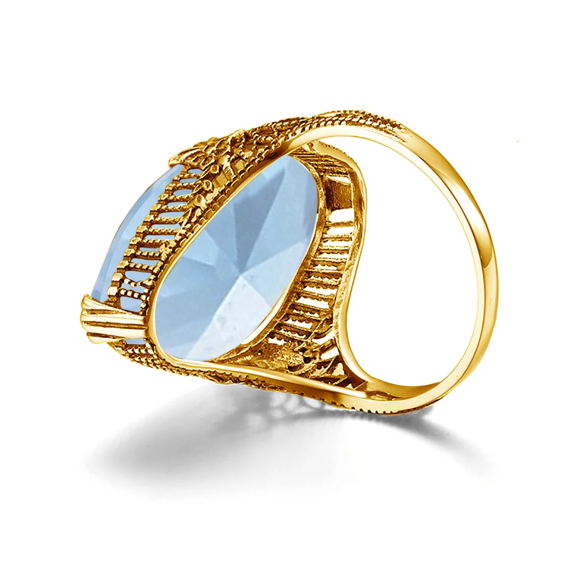 Anillo Cóctel Aquamarine Azul Cielo Ovalado Plata 925 para Mujer