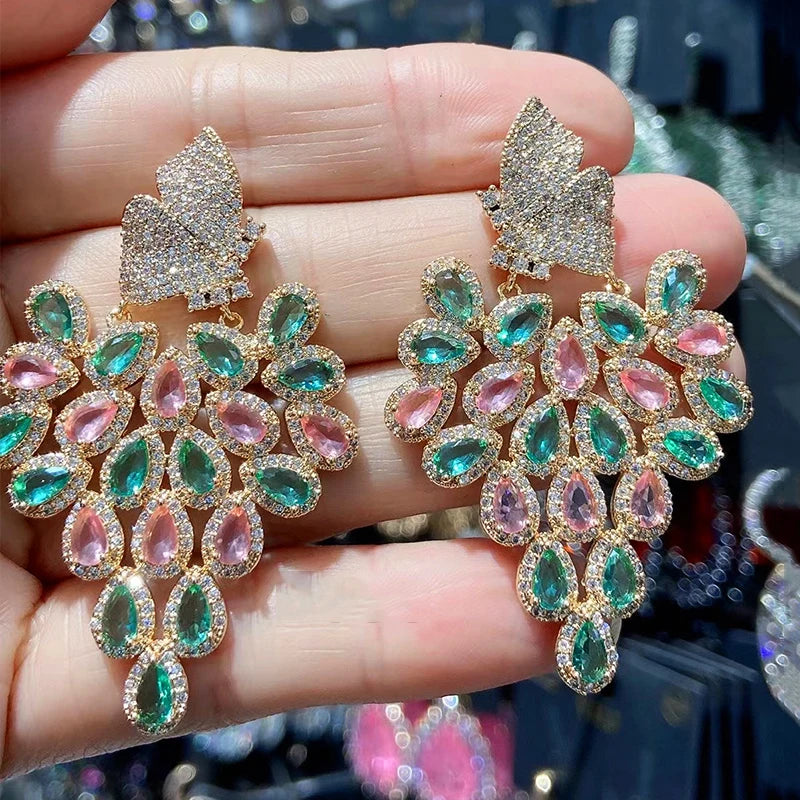 Cute Pink Green white Earrings women Small Teardrop Stud Earrings female gift sweet