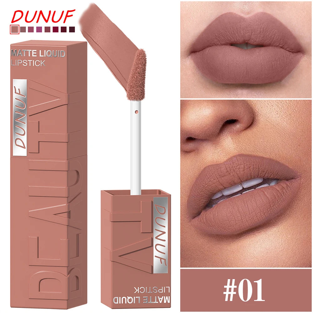 Set 8 Lip Gloss Mate Waterproof Hidratante Larga Duración - Labial Líquido No Mancha Tonos Nude Maquillaje