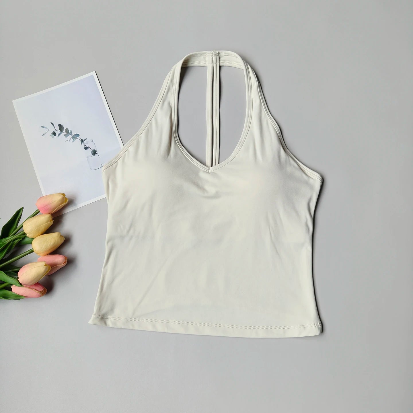 Top Deportivo Halter con Bra Integrado - Mujer Yoga y Fitness