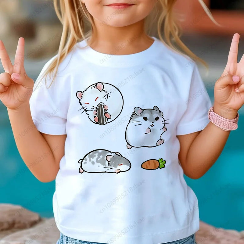 I Love My Hamster Best Hamster Mom Ever Boys & Girls White Tshirt Cartoon Fashion Funny Print T-shirt Kids Summer O-Neck To
