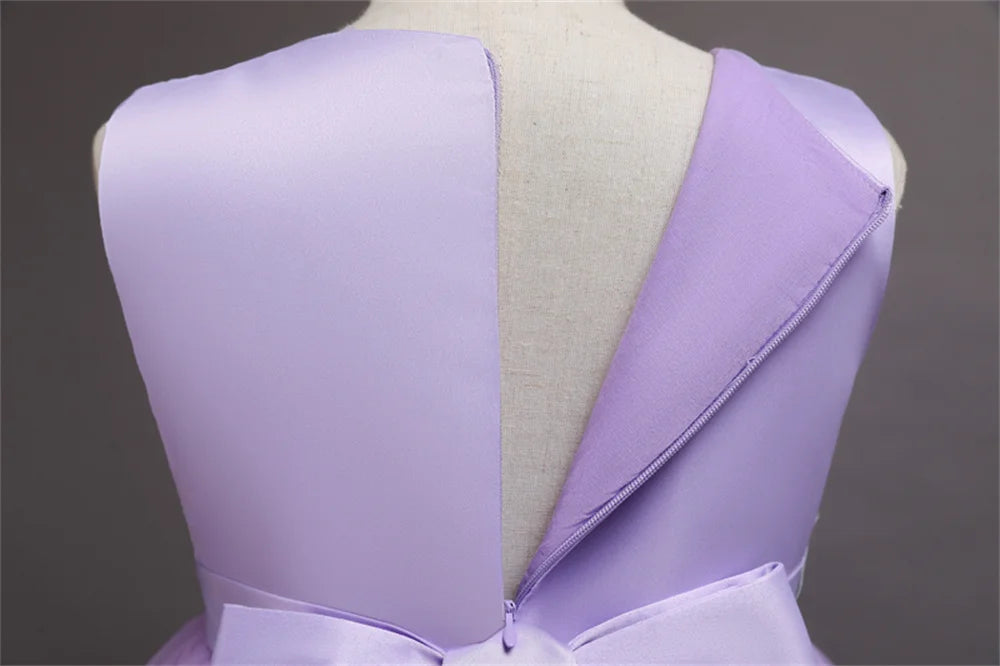Vestido Princesa Niña sin Mangas | Encaje con Lazos | Comunión y Ocasiones Especiales