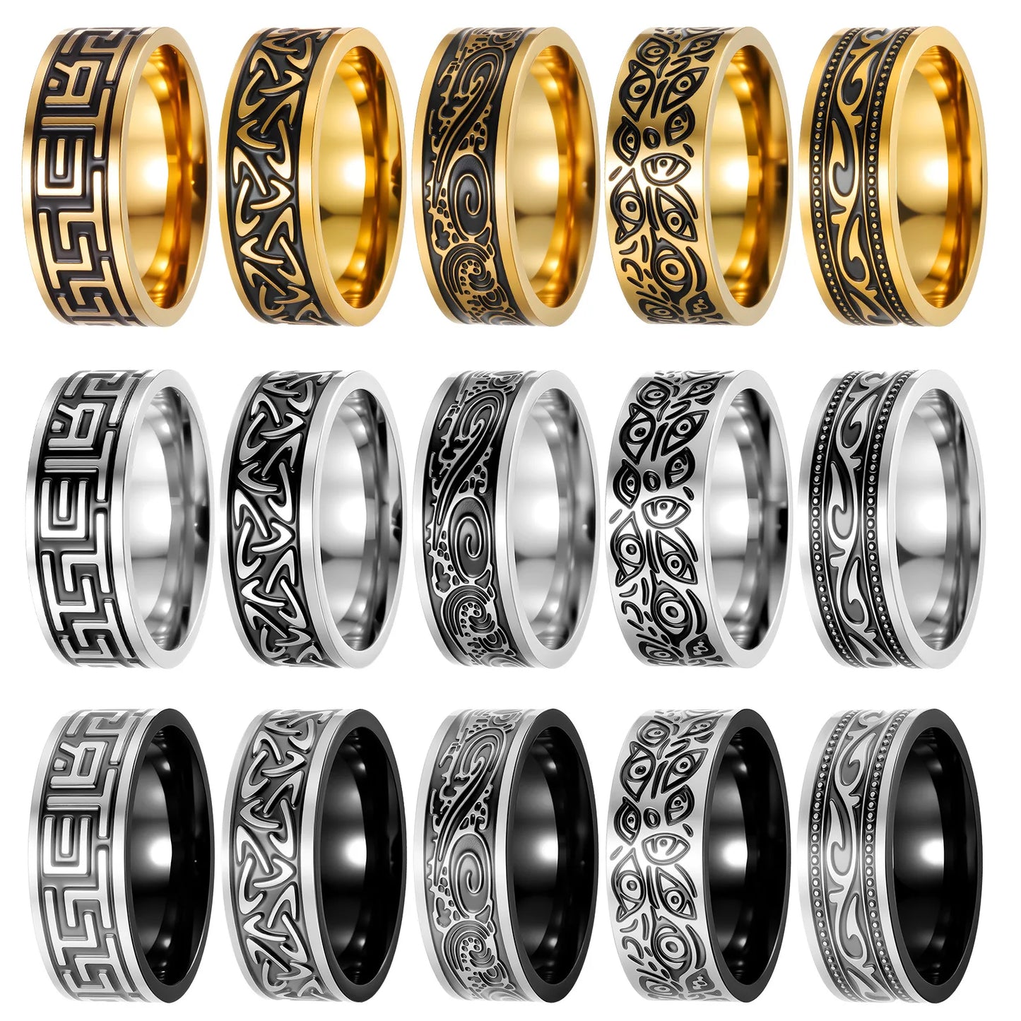 Anillo Vikingo Nórdico con Runas - Acero Inoxidable 304L Amuleto Vintage