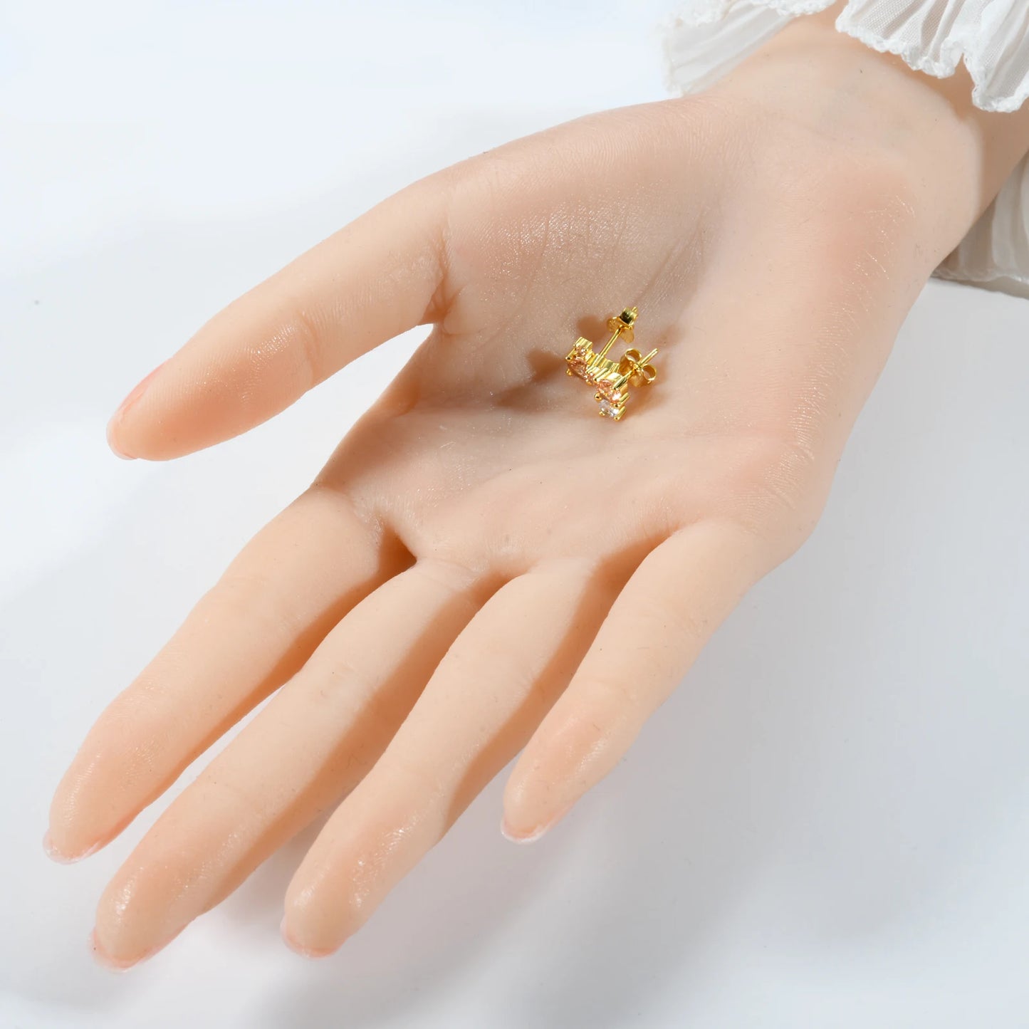 ANDYWEN 925 Sterling Silver Champagne CZ Big Stud Earring Jewelry 2023 Spring Animal Piercing Clips Luxury Women Luxury Jewels