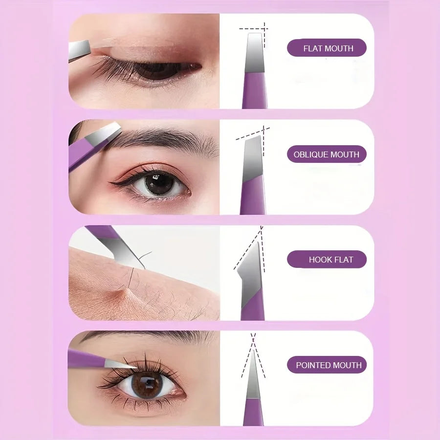 Pinzas Profesionales Acero Inoxidable Extensiones Pestañas Microblading - Kit Cejas Injerto Maquillaje