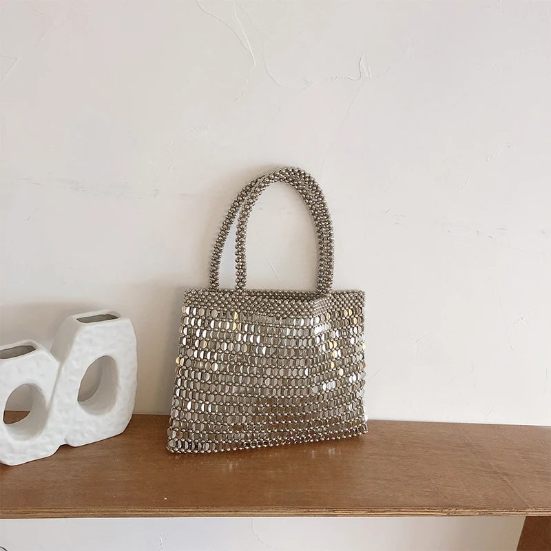 Bolso de Fiesta Tejido con Cuentas para Mujer
