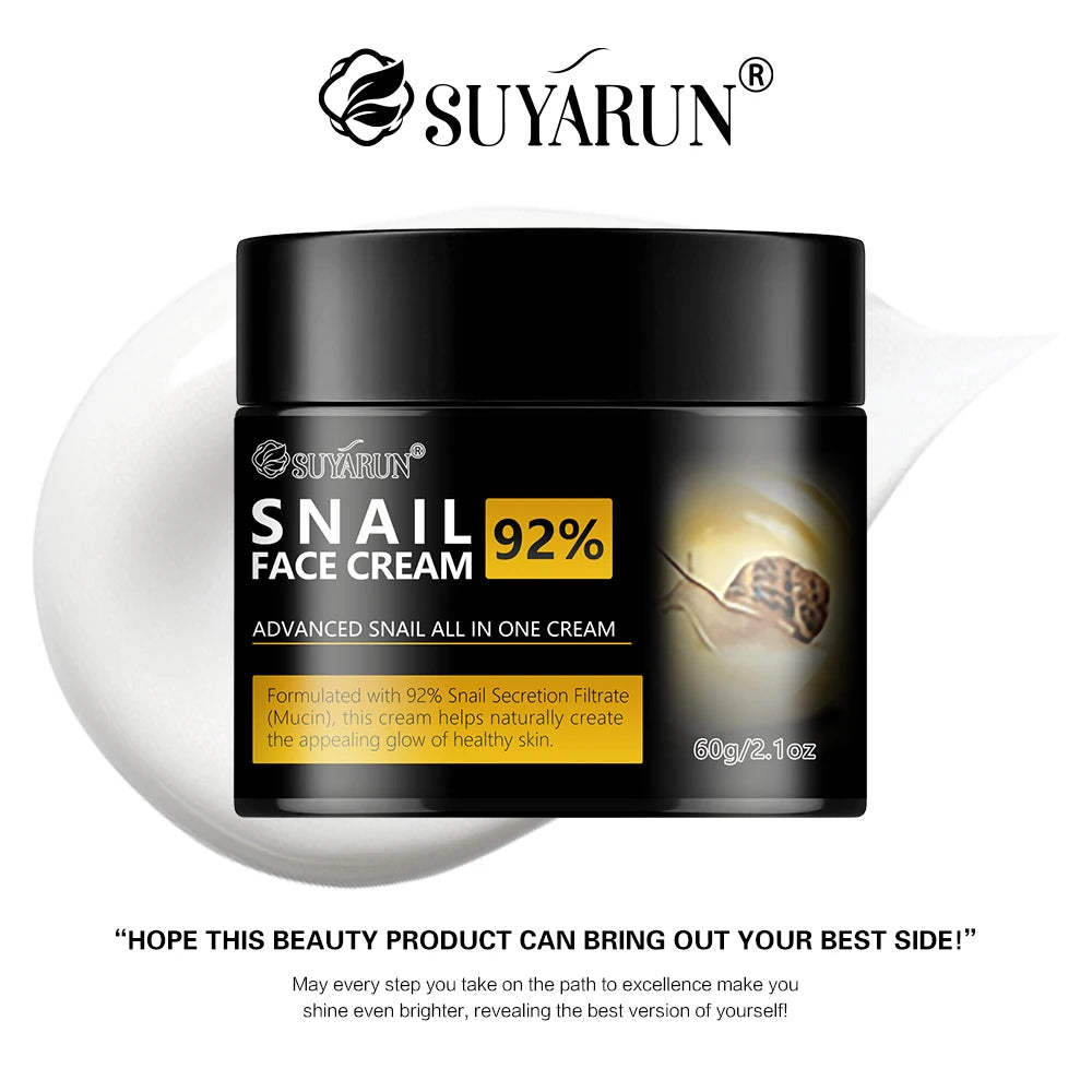 SUYARUN Snail Moisturizing Cream - 24H Hydrating, Anti-Aging Face Cream, Repairing & Brightening Skincare for Dry Sensitive Skin