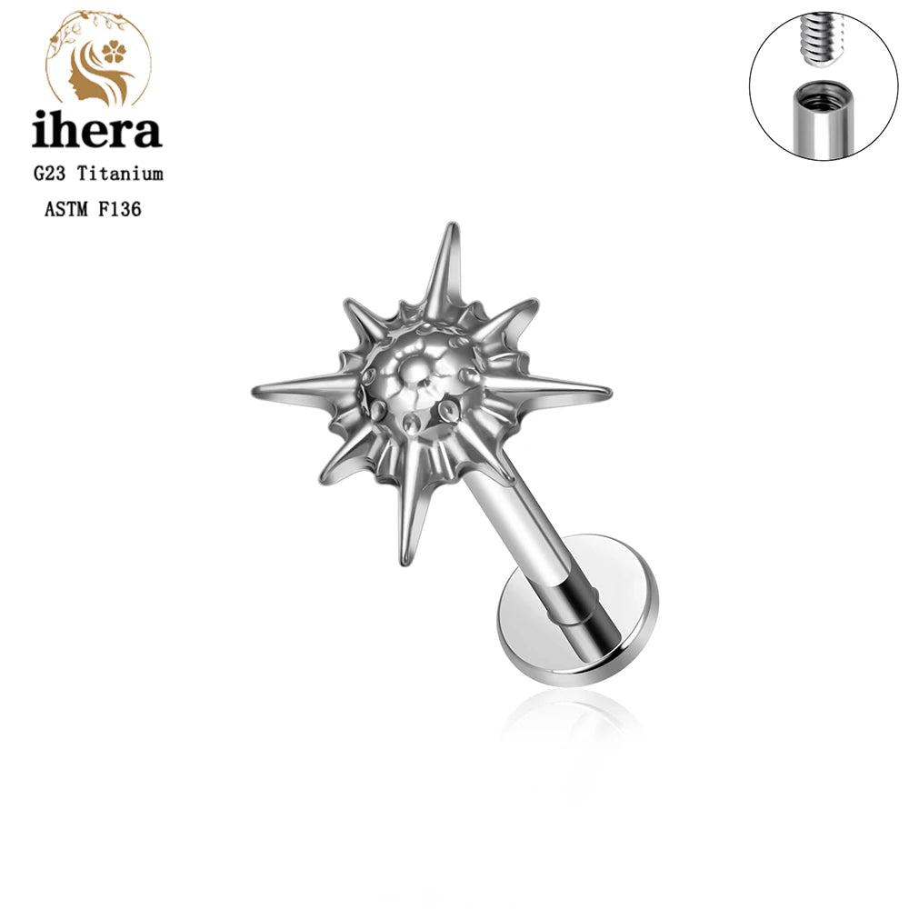 Piercing de Titanio ASTM F136 Caballito de Mar y Corazón - 16G Labret para Cartílago